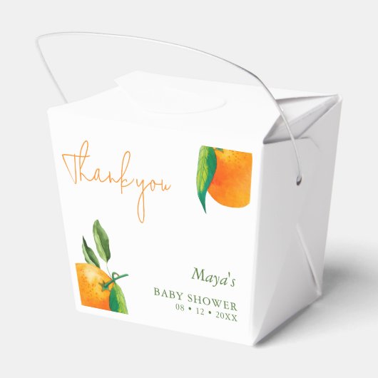 Modern Citrus Baby shower Dank u Bedankdoosjes (Achterkant)