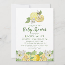 Modern Citrus Floral Lemon Waterverf Baby shower Kaart