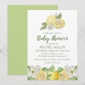 Modern Citrus Floral Lemon Waterverf Baby shower Kaart (Voorkant / Achterkant)