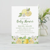 Modern Citrus Floral Lemon Waterverf Baby shower Kaart (Staand voorkant)
