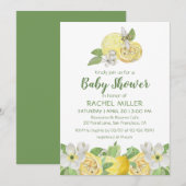 Modern Citrus Floral Lemon Waterverf Baby shower Kaart (Voorkant / Achterkant)