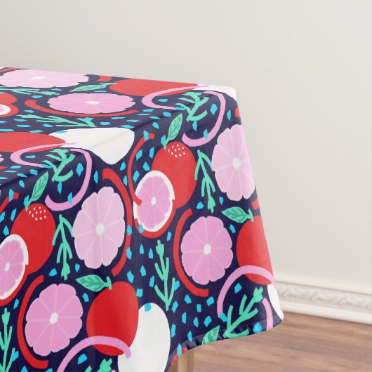 Modern Citrus Fruit Confetti Summer Midnight Tafelkleed (Voorbeeld)
