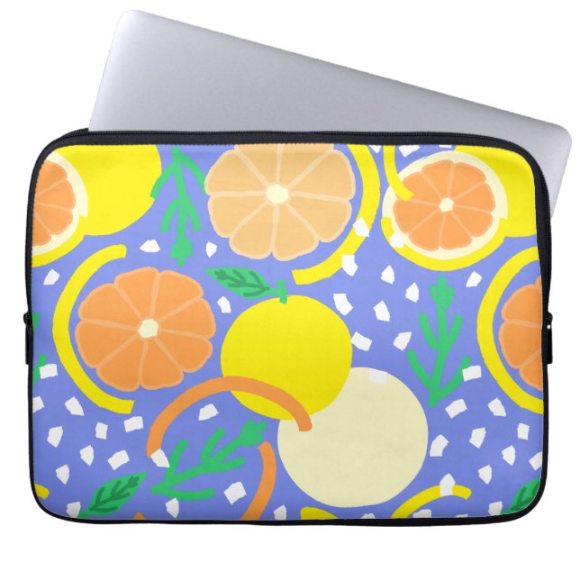 Modern Citrus Fruit Geometric Amalfi Coast Laptop Sleeve (Voorkant)