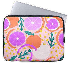 Modern Citrus Fruit Geometric Pink Lemonade Laptop Sleeve