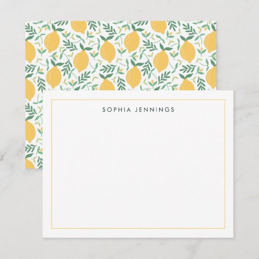 Modern Citrus Fruit Zomer Lente Geel Notitiekaartje (Voorkant / Achterkant)