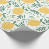 Modern Citrus Geel Zomer Greenery Patroon Cadeaupapier (Hoek)