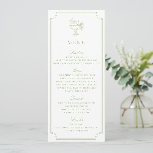 Modern Citrus Green Double Frame Wedding Menu Kaart (Staand voorkant)