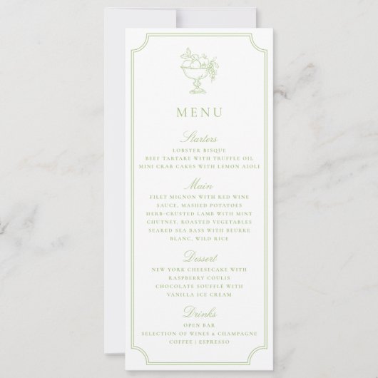 Modern Citrus Green Double Frame Wedding Menu Kaart (Voorkant)