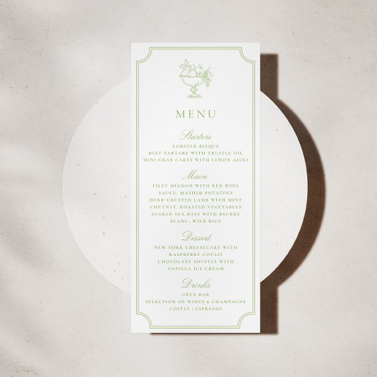 Modern Citrus Green Double Frame Wedding Menu Kaart