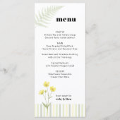Modern Citrus Green Wildflower Stripe Wedding Menu (Voorkant)