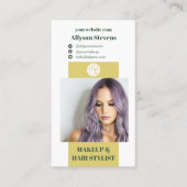 Modern Citrus Groen Haarstylist QR-code Logo Visitekaartje (Voorkant)