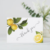 Modern Citrus Lemon Vrijgezellenfeest Bedankkaart (Staand voorkant)