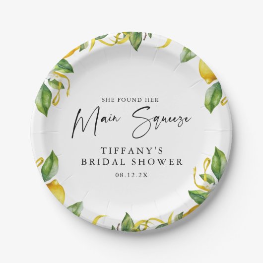 Modern Citrus Lemon Vrijgezellenfeest Papieren Bordje (Voorkant)