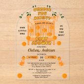 Modern Citrus Luxe Sinaasappel u klaar Baby shower Acryl Uitnodigingen (Voorkant)