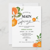 Modern Citrus Sinaasappel Main Squeeze Vrijgezelle Kaart (Voorkant)