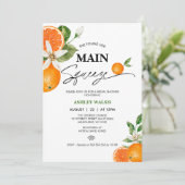 Modern Citrus Sinaasappel Main Squeeze Vrijgezelle Kaart (Staand voorkant)