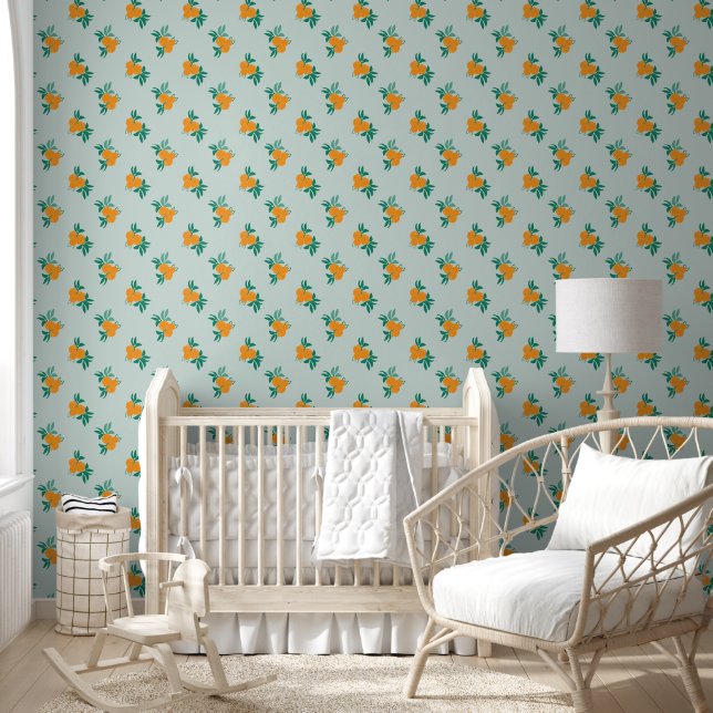 Modern Citrus Sinaasappel Pattern Peel Stick Behang (Kinderen)