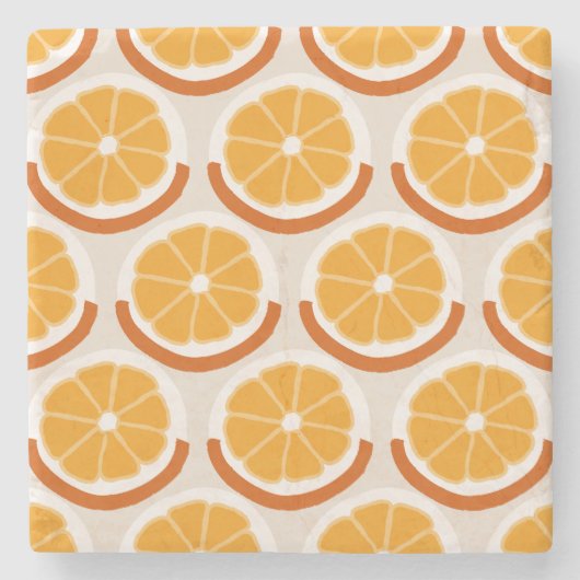Modern Citrus Slice Retro Kitchen Stenen Onderzetter (Voorkant)
