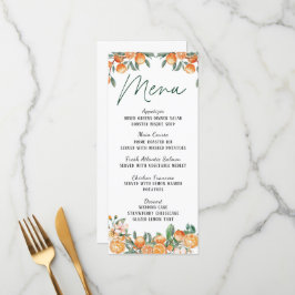 Modern Citrus-thema bruiloft menu Kaart