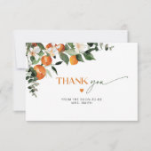 Modern citrus thema vrijgezellenfeest dank u kaart (Voorkant)