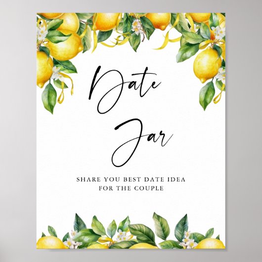 Modern Citrus vrijgezellenfeest Date Jar Game Poster (Voorkant)