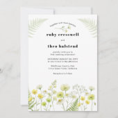 Modern Citrus Wildflower Stripe Photo Wedding Kaart (Voorkant)