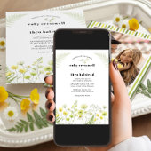 Modern Citrus Wildflower Stripe Photo Wedding Kaart