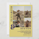 Modern Citrus Yellow Ampersand 5-Photo Wedding Kaart (Voorkant)
