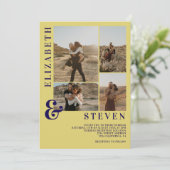 Modern Citrus Yellow Ampersand 5-Photo Wedding Kaart (Staand voorkant)