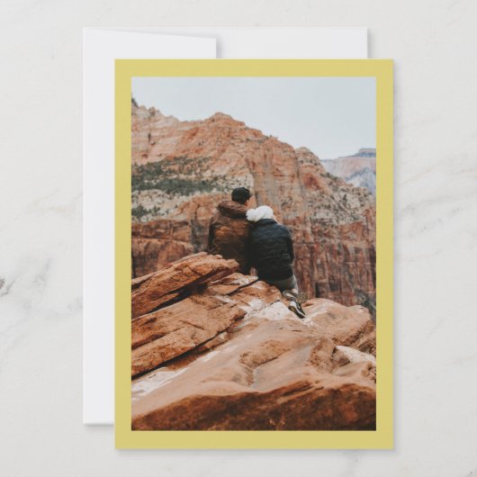 Modern Citrus Yellow Ampersand 5-Photo Wedding Kaart (Achterkant)