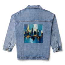 Modern City Lights Abstract Denim Jacket