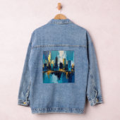 Modern City Lights Abstract Denim Jacket (Hangar)