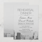 Modern City Skyline Destination Rehearsal Dinner Kaart (Voorkant / Achterkant)