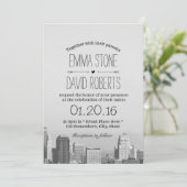 Modern City Skyline Destination Wedding Kaart (Staand voorkant)