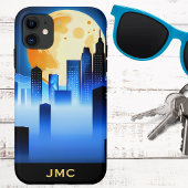 Modern City Skyline met Full Moon Signature Case-Mate iPhone Case