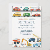 Modern City Transportation birthday Party Kaart (Voorkant)
