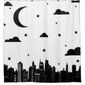 Modern Cityscape Skyline & Starry Sky Douchegordijn (Voorkant)