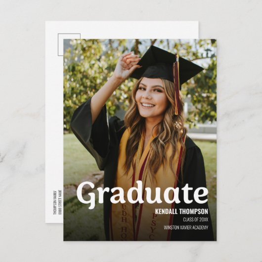 Modern Class 2024 Afstudeerder foto Afstuderen Aankondigingskaart (Voorkant / Achterkant)