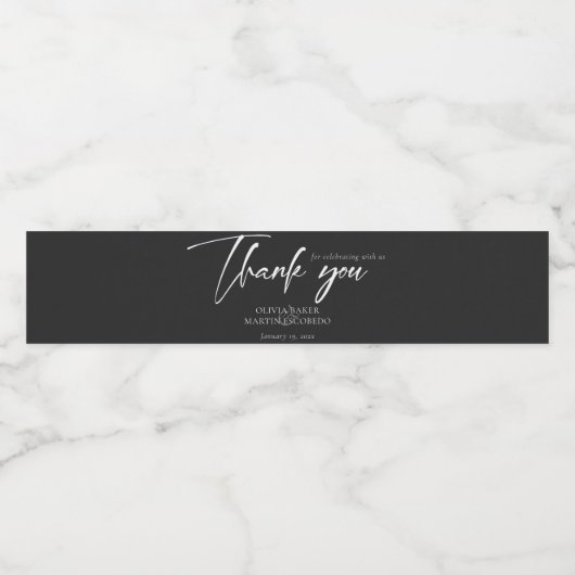 Modern Class Black Dank u Waterfles Etiket (Enkel label)