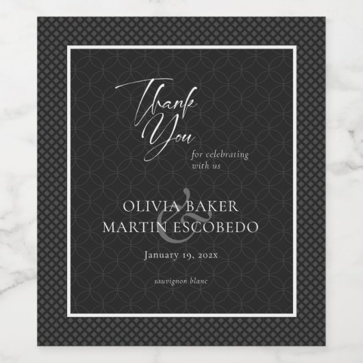 Modern Class Black Dank u Wijn Etiket (Enkel label)