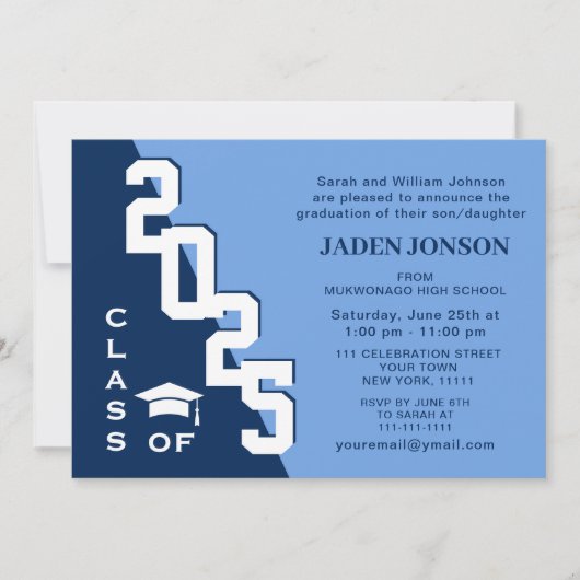 Modern Class of 2024 Afstudeerder Blue Graduation Kaart (Voorkant)