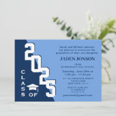 Modern Class of 2024 Afstudeerder Blue Graduation Kaart (Staand voorkant)