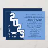Modern Class of 2024 Afstudeerder Blue Graduation Kaart (Voorkant / Achterkant)