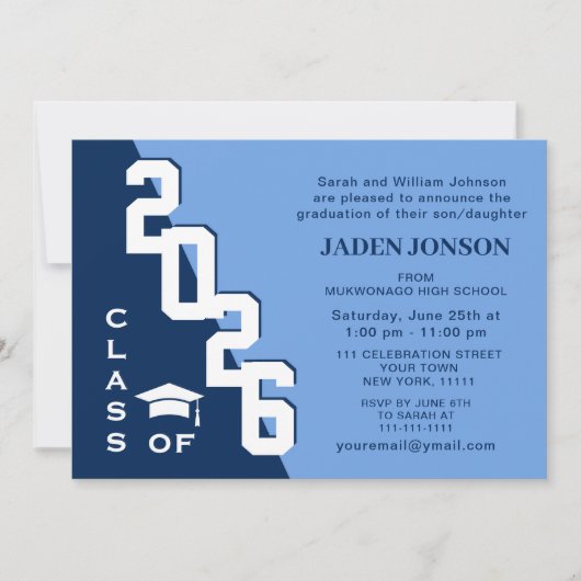 Modern Class of 2024 Afstudeerder Blue Graduation  Kaart (Voorkant)
