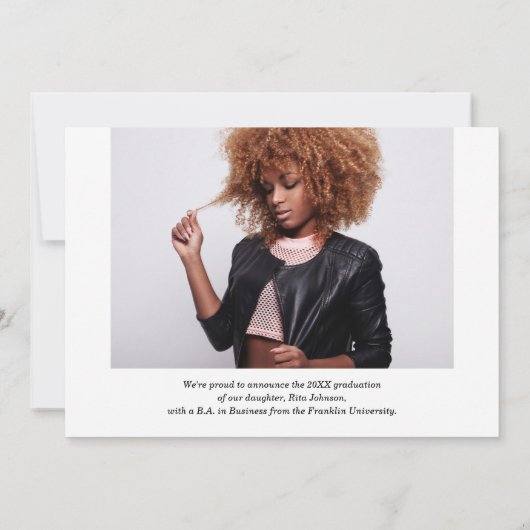 Modern Class of 2024 Foto Afstuderen Aankondiging (Achterkant)