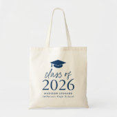 Modern Class of 2025 Navy Script Afstuderen Tote Bag (Voorkant)
