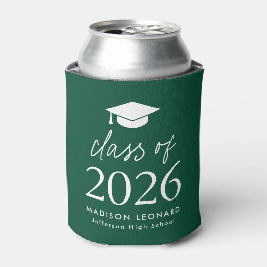 Modern Class of 2025 Script Green Afstuderen Blikjeskoeler (Blikje Voorkant)