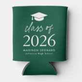 Modern Class of 2025 Script Green Afstuderen Blikjeskoeler (Voorkant)