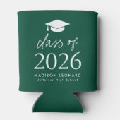Modern Class of 2025 Script Green Afstuderen Blikjeskoeler (Achterkant)
