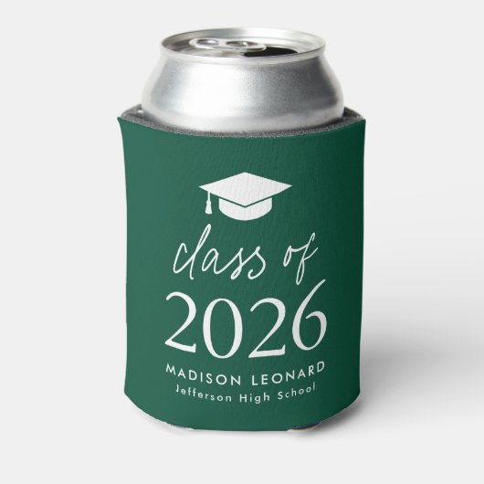 Modern Class of 2025 Script Green Afstuderen Blikjeskoeler (Blikje Achterkant)